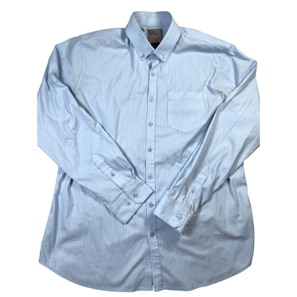 511 Tactical Shirt Men's XL Blue Textured Stripe Chest Pocket Button Down Collar